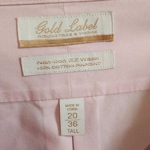 Dress Shirt, Neck 20, Long Sleeve (36), Pink, Roundtree Yorke